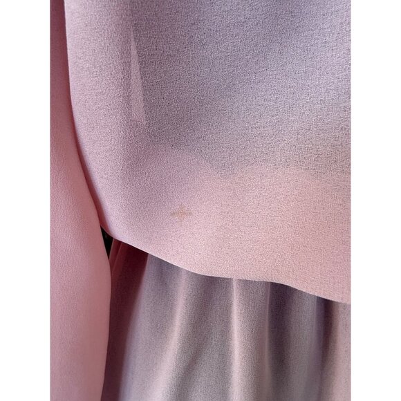 Vintage 70's Mauve Rose Maxi Dress Pleated Front Sheer Poly Chiffon Style Sz XL - Picture 8 of 16